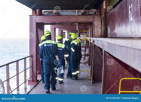 Crew on Board of Cargo Container Ship. Editorial Photo - Image of deck ...