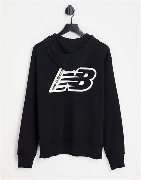 New Balance back print logo hoodie in black | ASOS