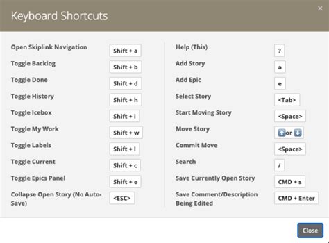 Keyboard shortcuts