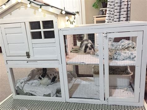 Instagram gigi.and.lumi White diy split level bunny rabbit hutch for indoor housing and small ...