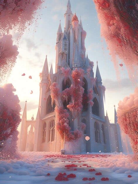 Premium AI Image | A castle with a pink roof and the word pink on it