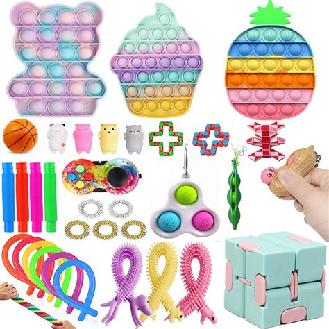 Sunisery 34 Pcs Fidget Toy Set, Cheap Sensory Fidget Toys Pack for Kids or Adults,Fidget Toy ...
