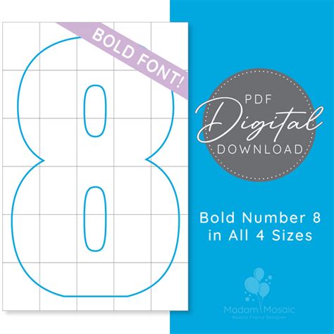 Bold Number 8 - Digital Mosaic Template – Madam Mosaic