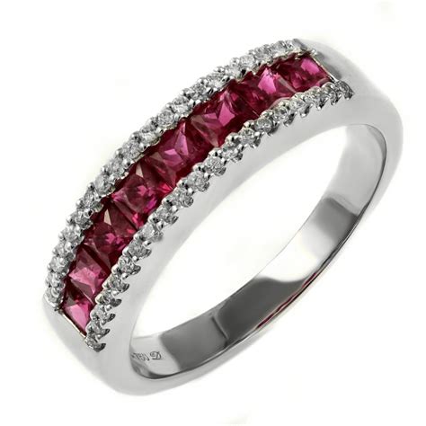 18ct white gold 1.14ct ruby & 0.17ct diamond eternity ring. - from Mr Harold and Son Jewellery UK