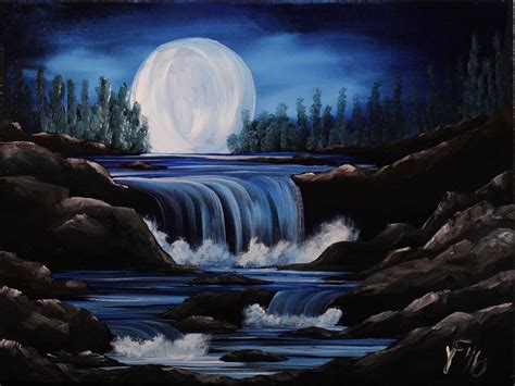 Moon River Step by Step Acrylic Painting on Canvas for Beginners ...