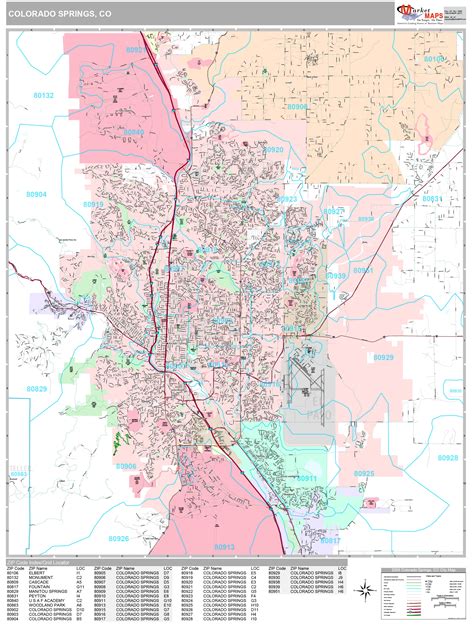 Colorado Springs Colorado Wall Map (Premium Style) by MarketMAPS - MapSales