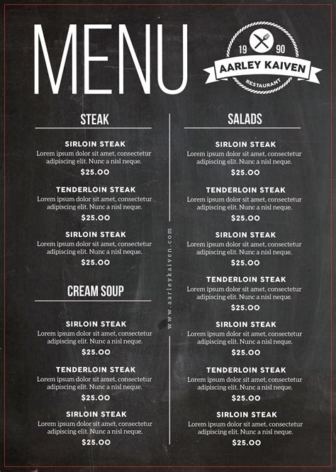 Simple Black Chalk board Menu Black Food Menu Template | Etsy