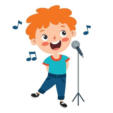 Premium Vector | Poses and expressions of a funny boy | Kids singing, Singing drawing, Music cartoon