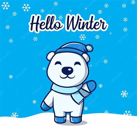 Premium Vector | Cute polar bear selebrating the first winter