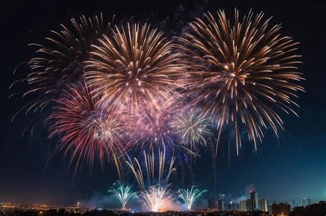 Premium AI Image | Powerful fireworks explosion in night