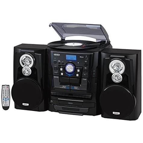 Jensen JMC1250 Bluetooth 3-Speed Stereo Turntable and 3 CD Changer with ...