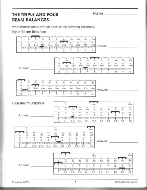 Read A Triple Beam Balance Worksheets