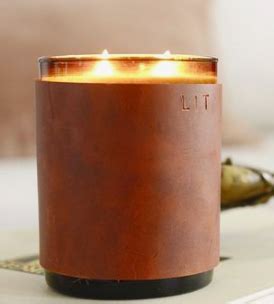 Leather wrapped candle | Candle wrap, Leather candle, Candles