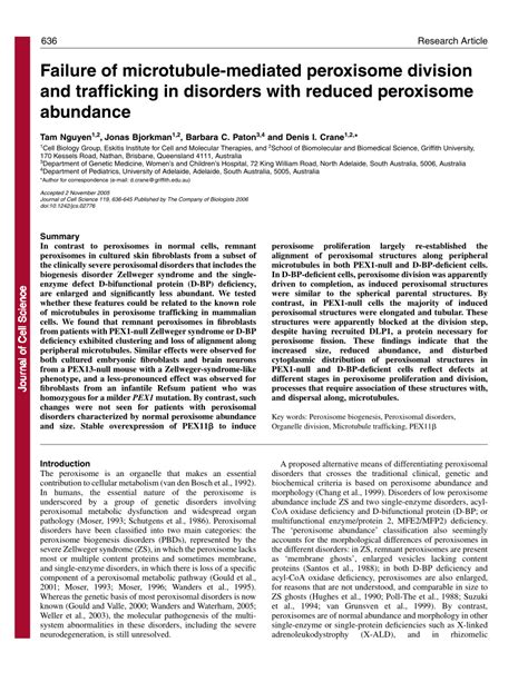 (PDF) Failure of microtubule-mediated peroxisome division and ...