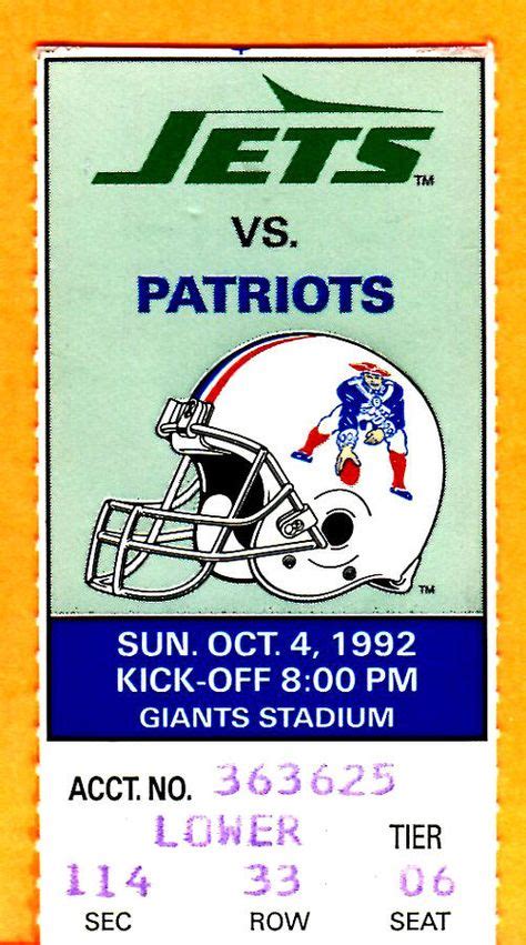 10/4/92 jets/#Patriots ticket stub-jets won 30-21...irving fryar 165 yds/2 tds from $12.5 ...