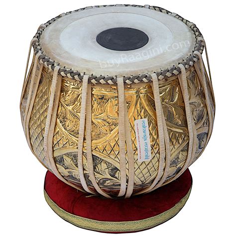 Buy Tabla Set, Maharaja Musicals, 3.5 Kg Designer Golden Brass Bayan ...