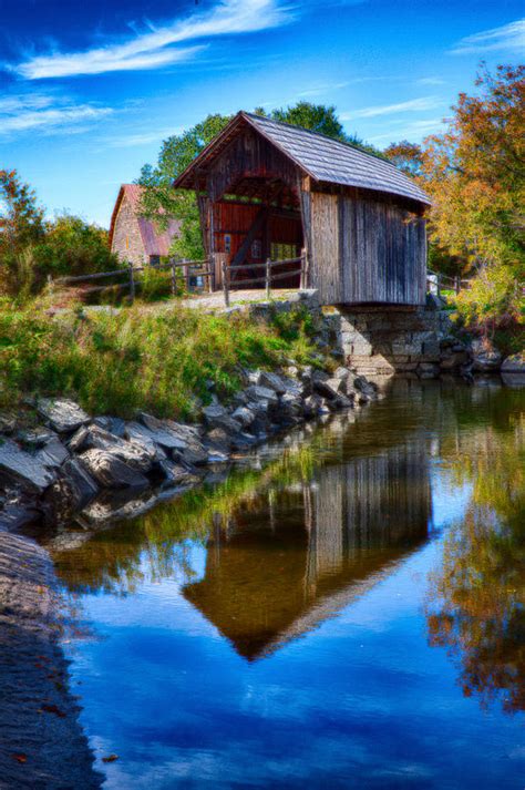 Vermont covered bridge in autumn Photograph by Jeff Folger - Fine Art ...