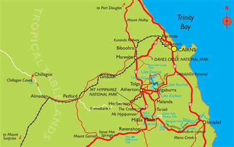 Cairns Region Map including Atherton Tablelands - Queensland Australia