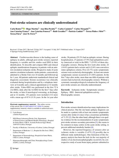 Post-stroke seizures are clinically underestimated | Request PDF