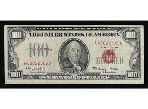 1966 $100 United States Note Red Seal Note