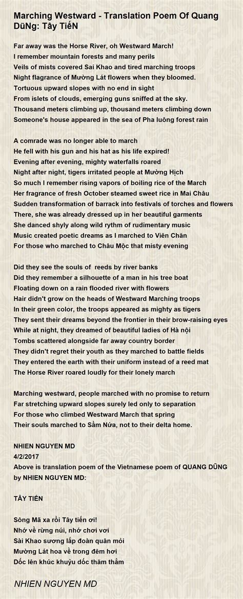 Marching Westward - Translation Poem Of Quang DũNg: Tây TiếN by NHIEN ...