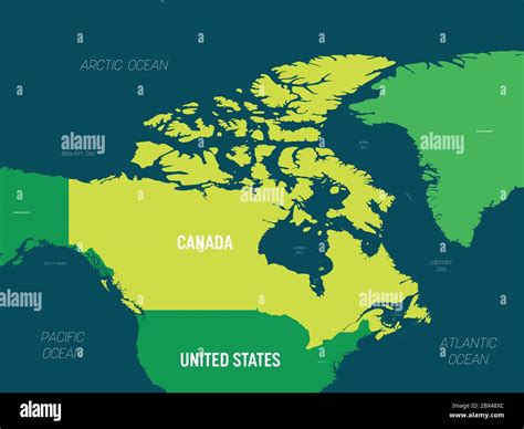 Canada map - green hue colored on dark background. High detailed ...