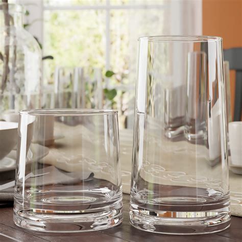 Glassware & Drinkware Tall Highball Glasses Set of 4 Ultra Fine Crystal Textured Glass Designer ...