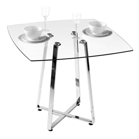 Hartleys Large 80cm Square Glass Top Dining Bistro Table - Glass Designs