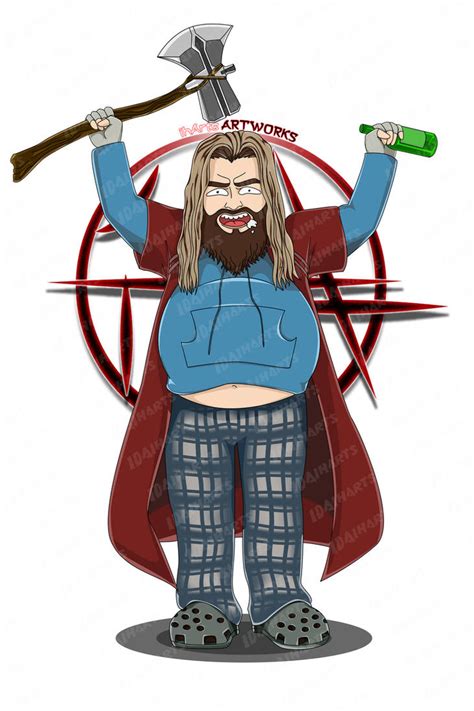 Fat Thor Cartoon Style by ihArts on DeviantArt