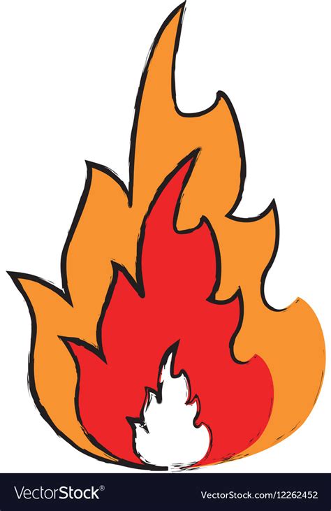 Drawing hot flame spurts fire design Royalty Free Vector