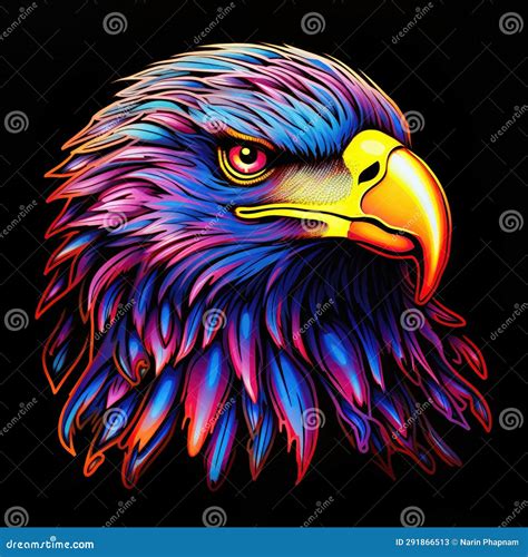 Neon Head Eagle Bird Logo Black Background Generative AI Stock Illustration - Illustration of ...