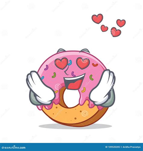 In Love Donut Mascot Cartoon Style Stock Vector - Illustration of donut, children: 109520205