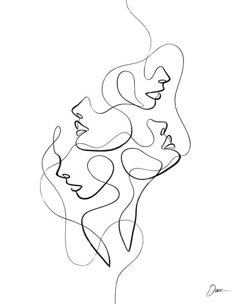Abstract Faces in One Continuous Line | Line art drawings, Abstract line art, Line art design
