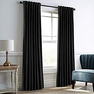 Amazon.com: Dreaming Casa Darkening Black Velvet Curtains for Living Room,Thermal Insulated Rod ...