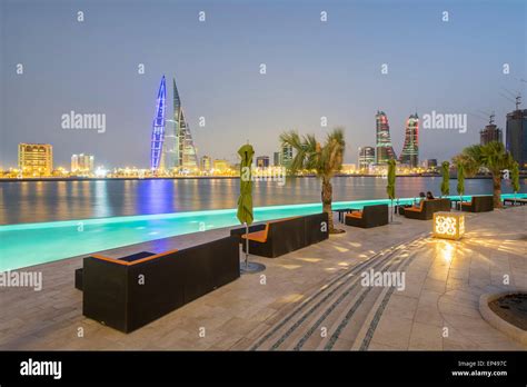 Skyline of Manama city from new Four Seasons Bahrain Bay luxury Hotel in Bahrain Stock Photo - Alamy