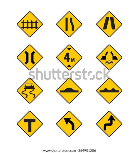 Yellow Road Signs Traffic Signs Vector Stock Vector (Royalty Free) 354901286 | Shutterstock