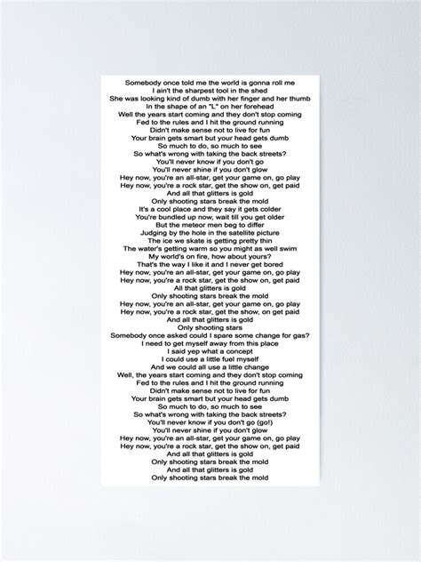 "All Star Lyrics" Poster for Sale by yamanos | Redbubble