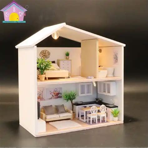 Hongda DIY doll house wooden 3D Puzzle Miniature dollhouse with Furniture Building Model Home ...