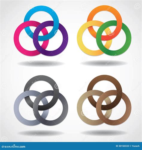 3D Multicolored Embracing Metal Ring Shapes Stock Vector - Illustration ...