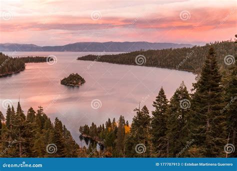 Sunset View Over Fannette Island at Emerald Bay in Lake Tahoe Stock Image - Image of landscape ...