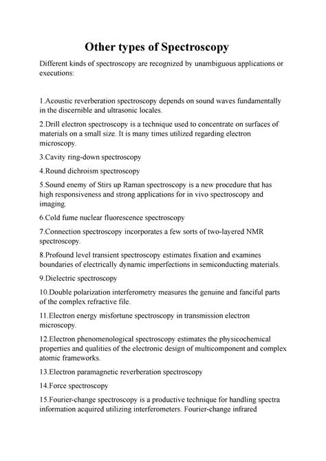 Other types of Spectroscopy - Other types of Spectroscopy Different ...