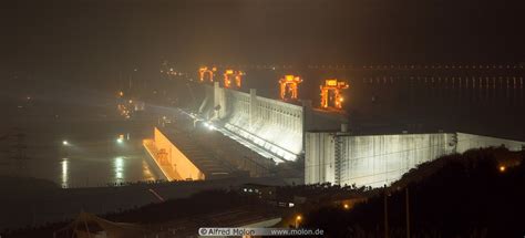 Photo of Three Gorges dam at night. Three Gorges Dam, China