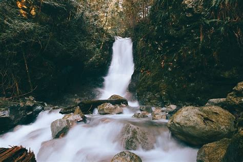 HD wallpaper: time-lapse photography of waterfalls and stones during daytime, waterfalls ...