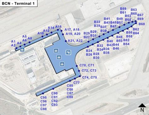 Barcelona airport terminal 1 map - Bcn airport terminal 1 map (Catalonia Spain)