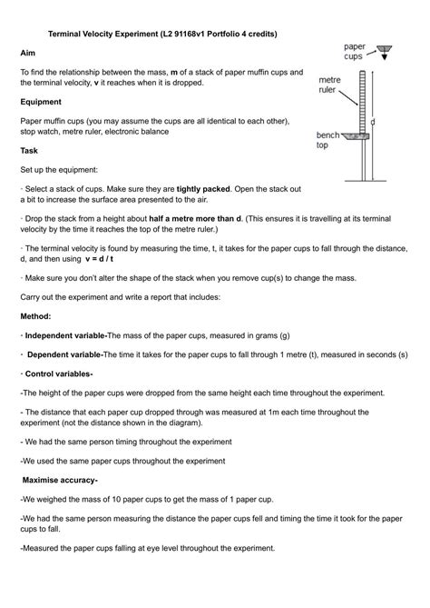 Terminal velocity experiment | Physics - Level 2 NCEA | Thinkswap