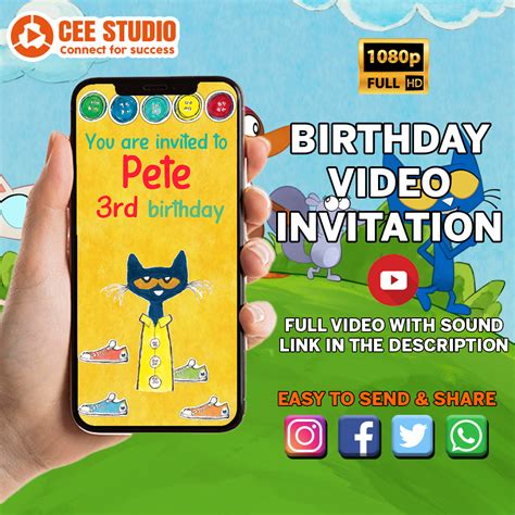 Pete the cat video invitation, Pete the cat birthday video i - Inspire ...