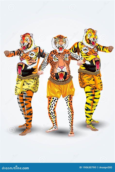 Puli Kali, Tiger Dance For Onam Vector Illustration | CartoonDealer.com #44030148