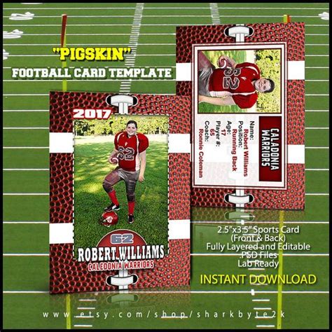 Photoshop Football Card Template. Great for sports team and trading. Printable and professional ...