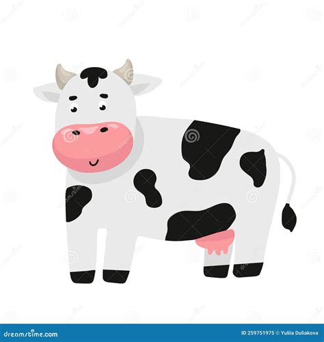 Cute Cartoon Cow Illustration Kids Room Poster, Baby Nursery, Greeting ...