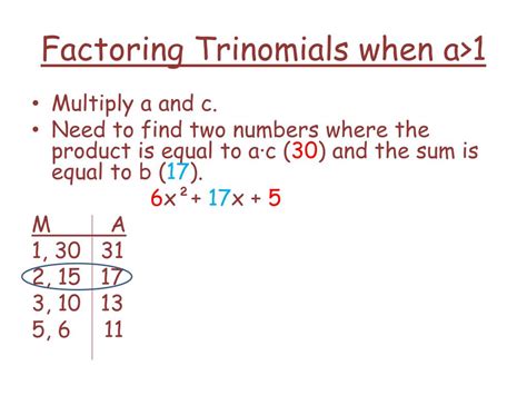 PPT - Factoring Trinomials When a=1 PowerPoint Presentation, free ...